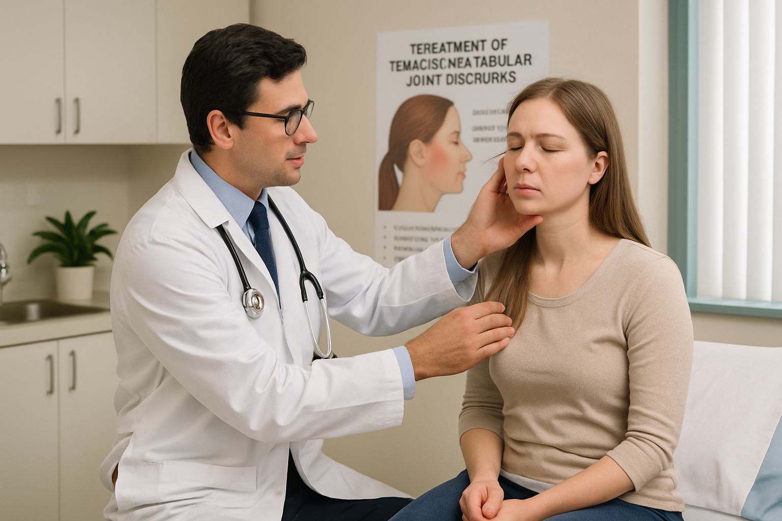 Create an image depicting the treatment of temporomandibular | 턱관절 건강을 위한 최고의 솔루션 - 턱턱박사 공식 홈페이지