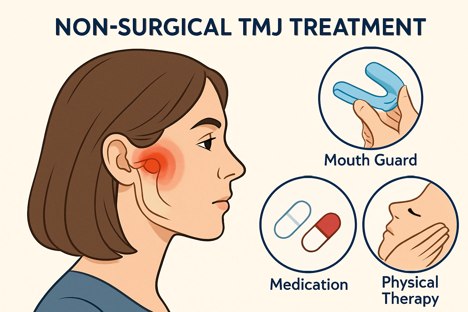 Create an image for the article on non-surgical TMJ treatmen | 턱관절 건강을 위한 최고의 솔루션 - 턱턱박사 공식 홈페이지